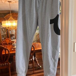 True Religion Heather Gray Joggers with Bold Black Emblem
